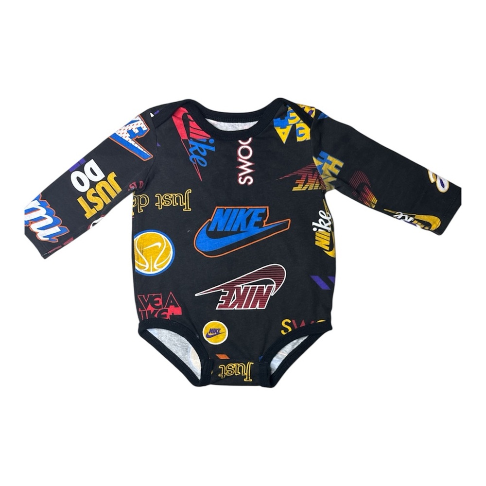 Nike Baby Long Sleeve Logo Print Bodysuit Black | Sporty Streetwear Bodysuit